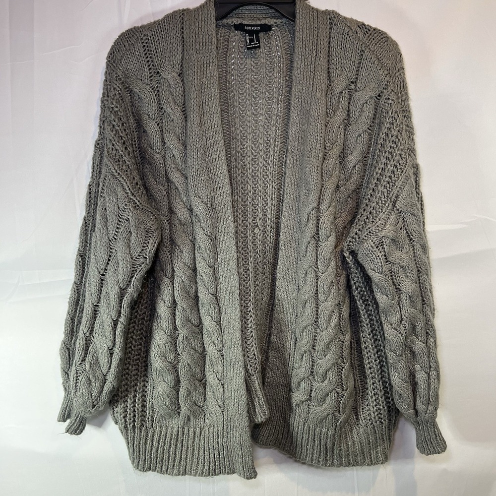 Forever 21 Women's Long Sweater Cardigan Style Size Small Gray‎ Cozy Warm